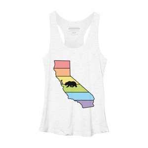 Adult Design By Humans California State Bear Pride Rainbow Flag By mellowrainbowRacerback Tank Top - 1 of 2