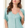 cheibear Women's Nightgown Button Down Short Sleeve Soft Modal Loose Pajama Sleepshirt - 4 of 4