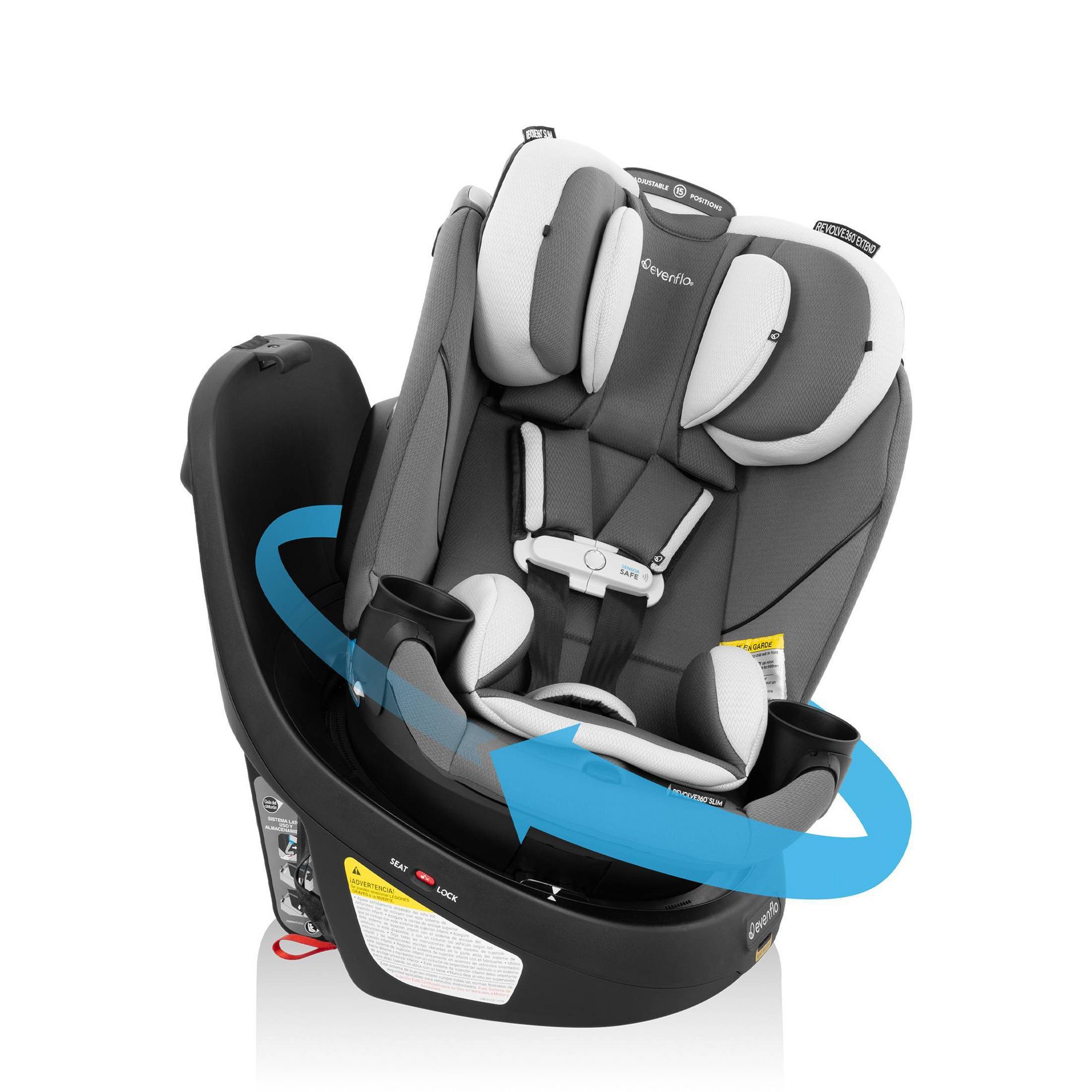 Evenflo Gold Revolve 360 Slim 2-in-1 Rotating Convertible Car Seat - Pearl Gray