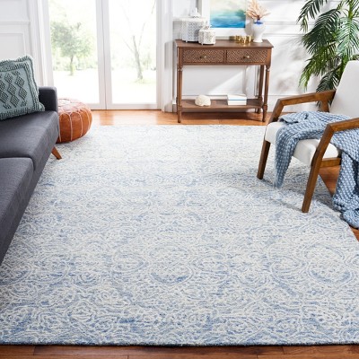 Blue and Ivory Hand-Tufted Wool 8' x 10' Area Rug