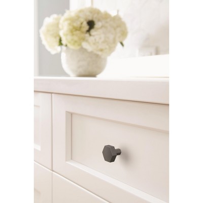Matte Black Geometric Cabinet Knob with Mounting Hardware