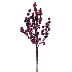 Vickerman 14" Winter Icy Red and Burgundy Berry Pick - 1 of 1