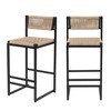 Resenkos Counter Bar Stools, Counter Stool,Kitchen Bar Stools with Footrest Set of 2 Paper Rope Weave Dining Chairs(Style B Black & Honey) Off-White - 4 of 4