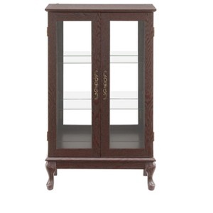 Vynxaria Decorative Storage Cabinet with Mirrored Back and Adjustable Glass Shelves - Cherry/White/Oak - 1 of 4