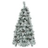 6ft Pre-lit Spruce Artificial Christmas Tree Snow Flocked Hinges Tree with Multicolor LED Lights,11 Flashing Modes, Pine Cones - 4 of 4