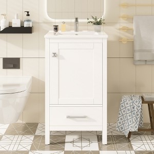 Whisen 30 in. Bathroom Storage Cabinet Bathroom Vanity with 2 Soft Closing Doors and Drawer, Powerful Storage Function - 1 of 4