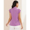 Allegra K Women's Ruffles Cap Sleeve Tops Tie Neck Button Up Peter Pan Collar Blouse Shirts - 3 of 4