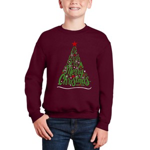 LA Pop Art We Wish You A Merry Christmas - Boy's Word Art Crewneck Sweatshirt - 1 of 4