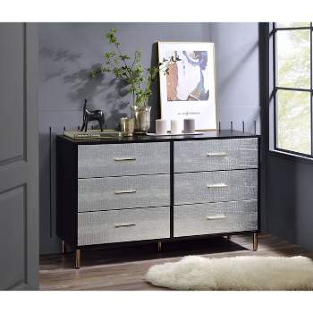 47" Myles Decorative Storage Drawers Black, Silver and Gold Finish - Acme Furniture