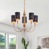 6-Light Gold Chandelier with Black Fabric Shades, Modern Vintage Pendant Lighting for Dining Room, Bedroom - 3 of 4