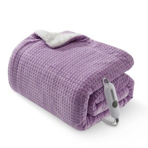 Heated Electric Blanket Throw Twin Full Queen King Size, Soft Flannel Waffle Fast Heating Blankets, 4 Heating Levels 10 Hours Auto Off Machine Wash - 1 of 4