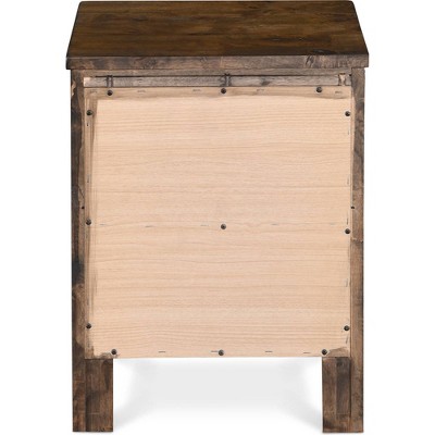 Rustic Brown 2-Drawer Wooden Nightstand with Beveled Handles