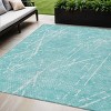 Teal Blue And Ivory Abstract Washable Indoor Outdoor Area Rug - 2 of 4
