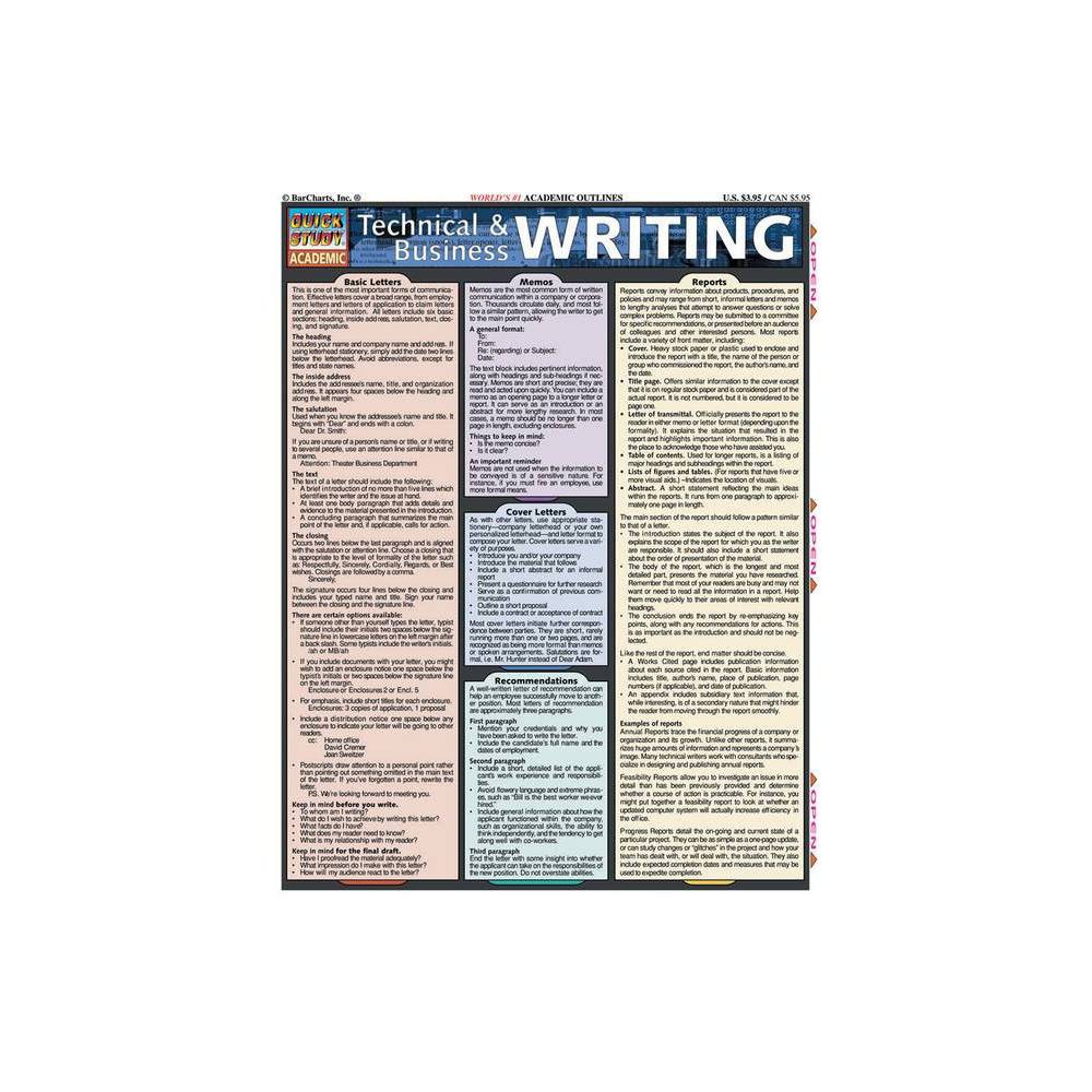 ISBN 9781572226128 product image for Technical & Business Writing - (Quickstudy: Academic) by Michael Briggs (Poster) | upcitemdb.com