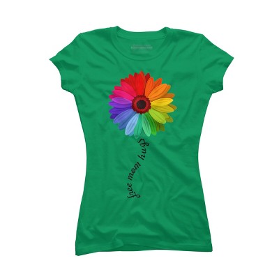 Adult Design By Humans Free Mom Hugs Pride Rainbow Sunflower By Avocato T-Shirt