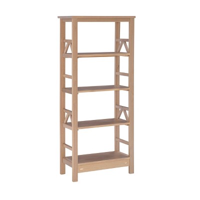 Rustic Gray Pine Wood 4-Shelf Bookcase