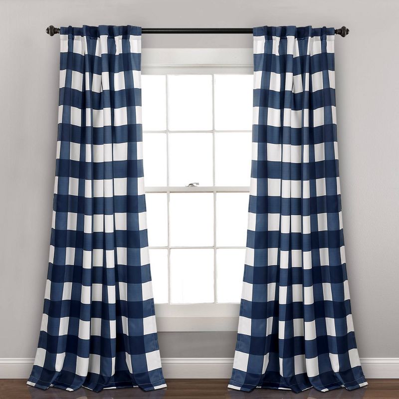 Set of 2 Kelly Checker Light Filtering Window Curtain Panels - Lush Décor, 1 of 13