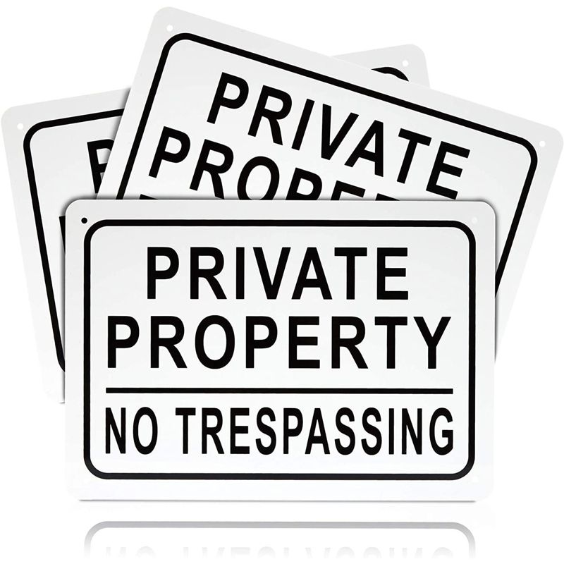 3 Pack Private Property No Trespassing Aluminium Sign 10" x 7" for Indoor Outdoor Use, 1 of 6