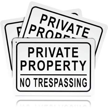 3 Pack Private Property No Trespassing Aluminium Sign 10" x 7" for Indoor Outdoor Use