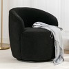 Akoasm Soft Swivel Accent Barrel Sofa & Chair With Metal Black Powder Coating Ring For Living Room, Office & Bedroom-Black - 3 of 4