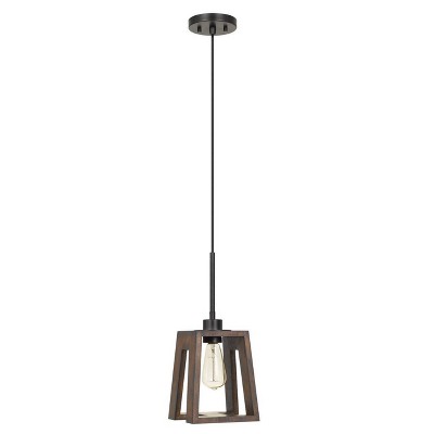 7" x 7" x 17" Biel Wood Pendant Medium Oak - Cal Lighting