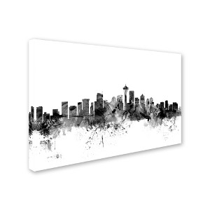 Trademark Fine Art-Michael Tompsett 'Seattle Washington Skyline B&W' Matted Framed Art - 1 of 3