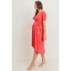 Hello Miz Women's Hi-Low Short Sleeve V Neck Maternity Wrap Dress with Belt - 2 of 4