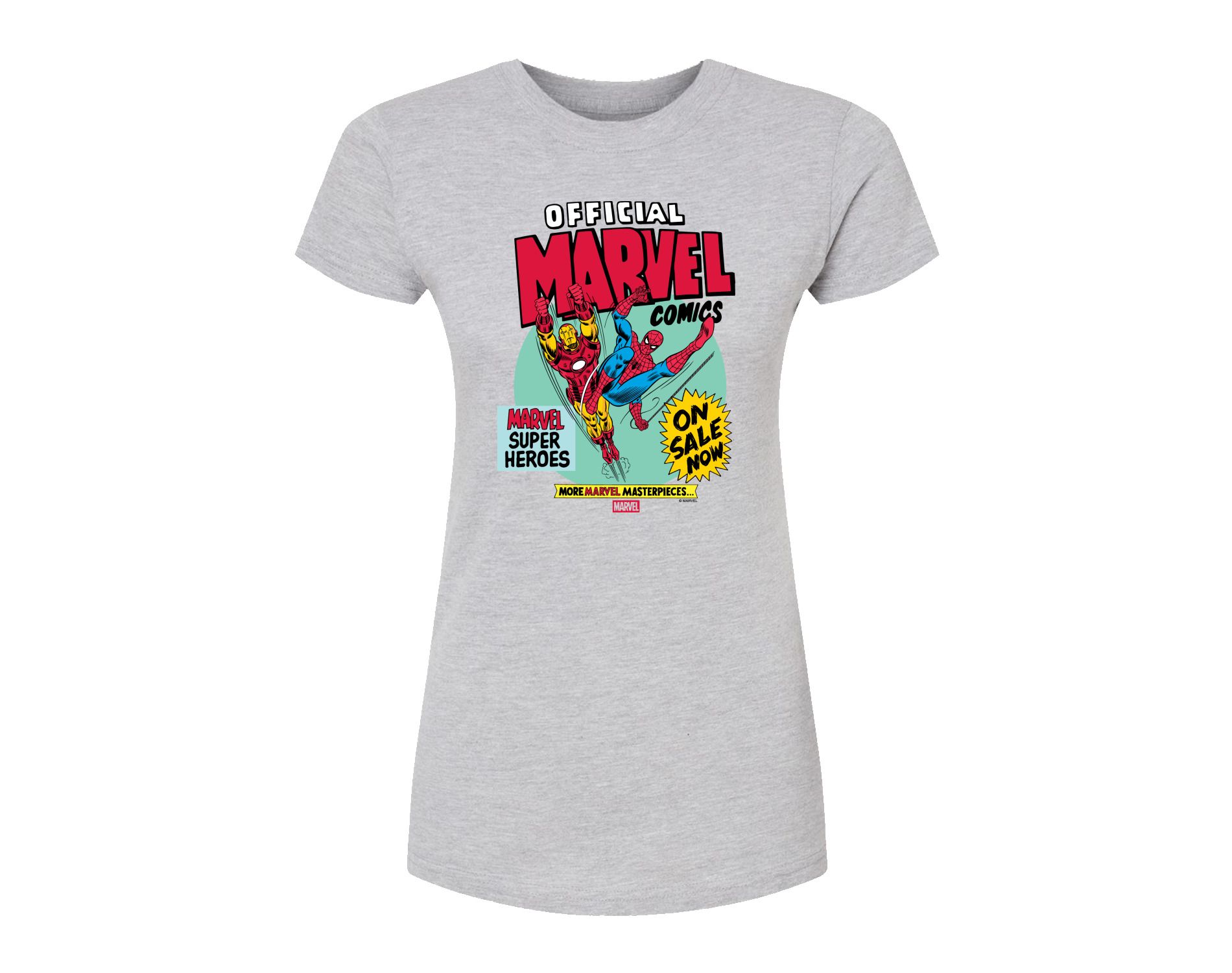 Women's Marvel Heroes Spider-Man Iron Man Fitted Graphic T-Shirt - Heather Grey - 2 X-Large