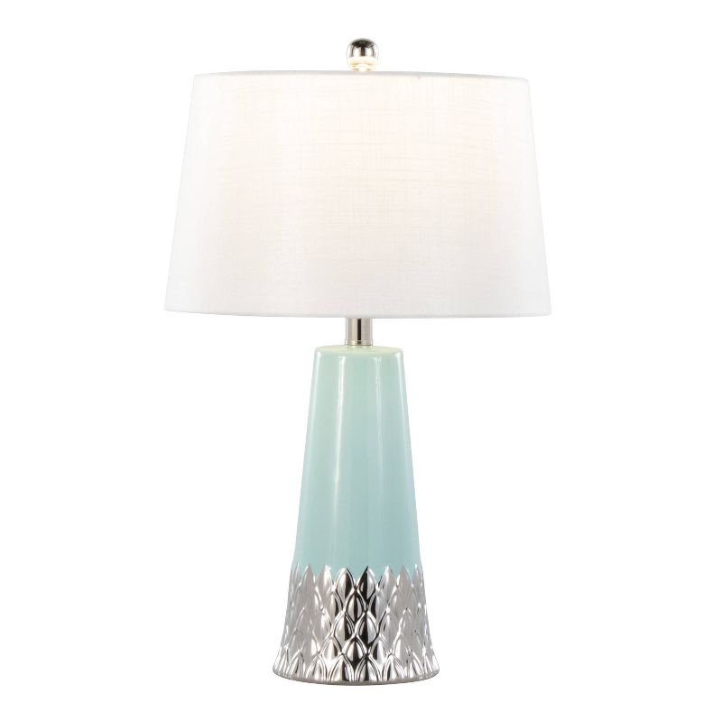LumiSource Penelope 22&#34; Contemporary Ceramic Table Lamp with Tiffany Blue and Silver Ceramic Body and White Shade, 2 of 7
