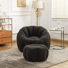 Bouclé Bean Bag Chair with Ottoman, Cozy Foam-Filled Lounge Chair for Adults, Upholstered Teddy Fabric Fuzzy Beanbag Chairs– Cuddlewood - 3 of 4