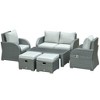 Outsunny 6-PCs Patio Furniture Sets Outdoor Wicker Sofa Set Rattan Recline Single Chair Conversation Set, Ottomans, Table Cushions, Gray - 4 of 4