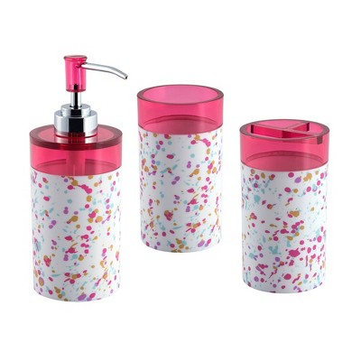 3pc Confetti Bath Set with Soap Dish Pink - Allure Home Creations