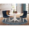 3-Piece Linen white Solid Wood Top - Round Upholstered Dining Room Set - Seats 4 - 2 of 4