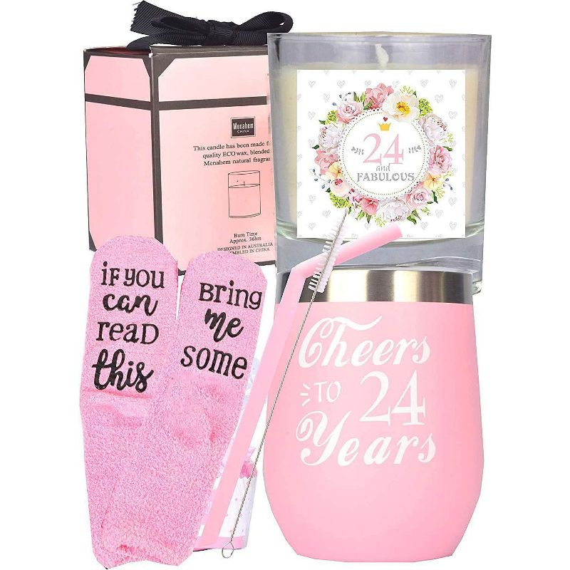 Meant2tobe 24th Birthday Tumbler & Party Supplies Gifts for Girl - Pink, 1 of 4