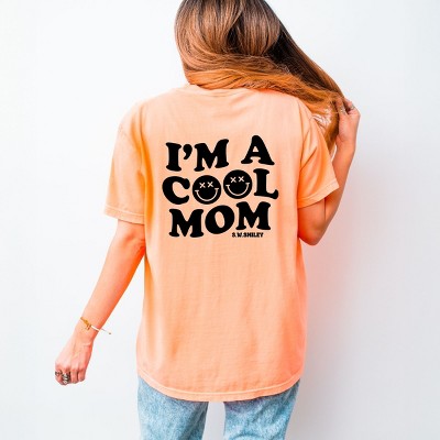 Simply Sage Market S.W.Smiley I'm A Cool Mom Smiley Face Front And Back Garment Dyed Tee