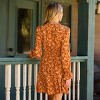Women's Orange Vibrant Floral Print Long Sleeve Mini Dress - Cupshe - 4 of 4