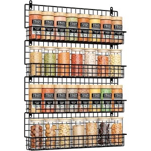 Kemimoto 4 Pack Spice Rack Wall Mount,Upgraded Connectable Seasoning Organizer for Space-Saving,Hanging Spice Storage for Cabinet/Pantry Door - 1 of 4