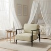 FurnitureR Mid-Century Modern Accent Chair, Beige Upholstered Armchair with Solid Brown Frame, Comfy Reading Chair for Living Room, Bedroom, Office - 3 of 4