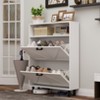 TIRAMISUBEST Farmhouse Shoe Cabinet - Barn Door, 2 Flip-Down Drawers (31"W x 44"H) - 3 of 4