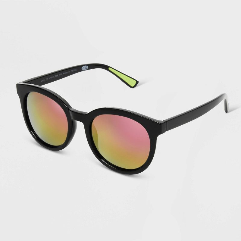 Women's Rubberized Round Sunglasses with Mirrored Polarized Lenses - All In Motion™, 3 of 5