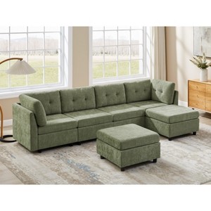 VANOMi Chenille Sectional Sofa with Ottoman - 1 of 4