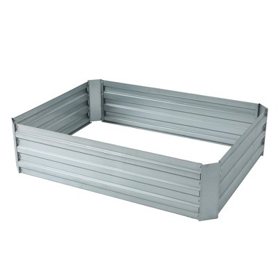 48" Silver Galvanized Steel Rectangular Raised Garden Bed
