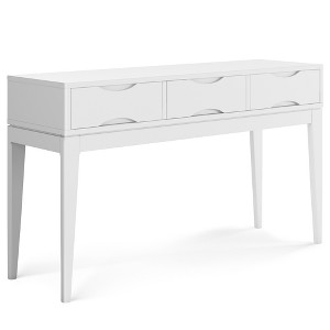 Solid Rubberwood Contemporary Mid-Century Console Table with 3 Drawers, Tapered Legs and Multipurpose Design - 1 of 4