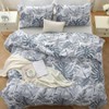 King Size Reversible Floral Duvet Cover Set, Set of 3 Botanical Microfiber Bedding with Zipper, 90x104 - 4 of 4