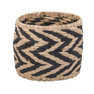 Household Essentials Zee Basket with Handles Cattail and Paper Rope: Round Black Decorative Storage Basket, Handwoven - 1 of 3
