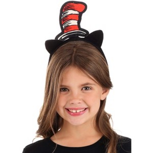 HalloweenCostumes.com   Girl  Dr. Seuss The Cat in the Hat Glitter Headband, Black/Red/White - 1 of 4