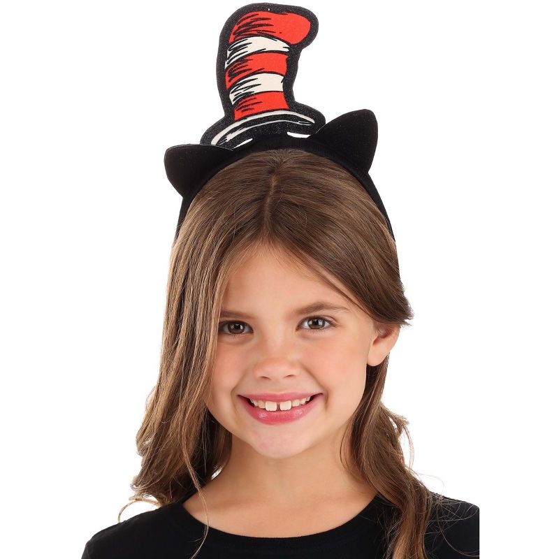 HalloweenCostumes.com   Girl  Dr. Seuss The Cat in the Hat Glitter Headband, Black/Red/White, 1 of 6