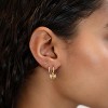 3 Pairs Small Gold Hoop Earring, 14K Gold Plated Earring Stacks Butterfly Heart Star Moon Bow Four Leaf Rhombus Round CZ Pearl - 4 of 4