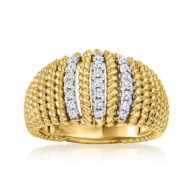 Ross-Simons 0.25 ct. t.w. Diamond Roped Ring in 18kt Gold Over Sterling