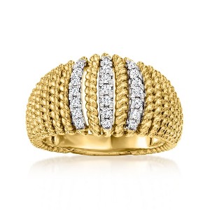Ross-Simons 0.25 ct. t.w. Diamond Roped Ring in 18kt Gold Over Sterling - 1 of 4